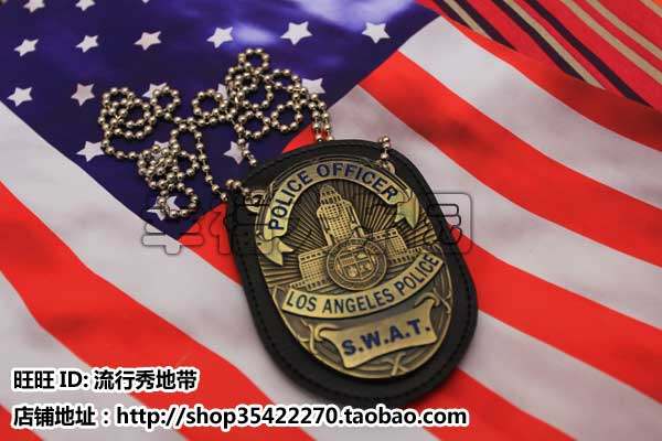 American Loatshirt LAPD Perak Group Metal Badge Pendant Genuine Leather Badge Leather Cushion
