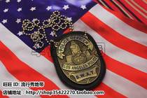 Los Angeles LAPD Thunderbolt Group Metal badge pendant Leather badge leather pad