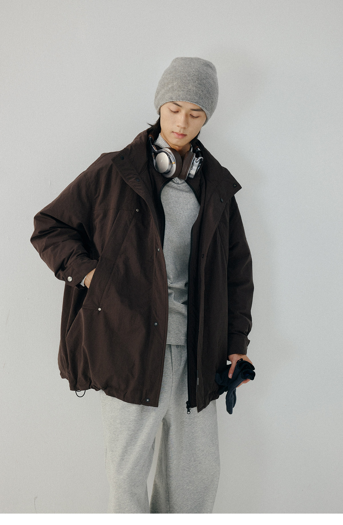 Japanese Retro / Stand Collar Parka Down Jacket / 90 White Duck