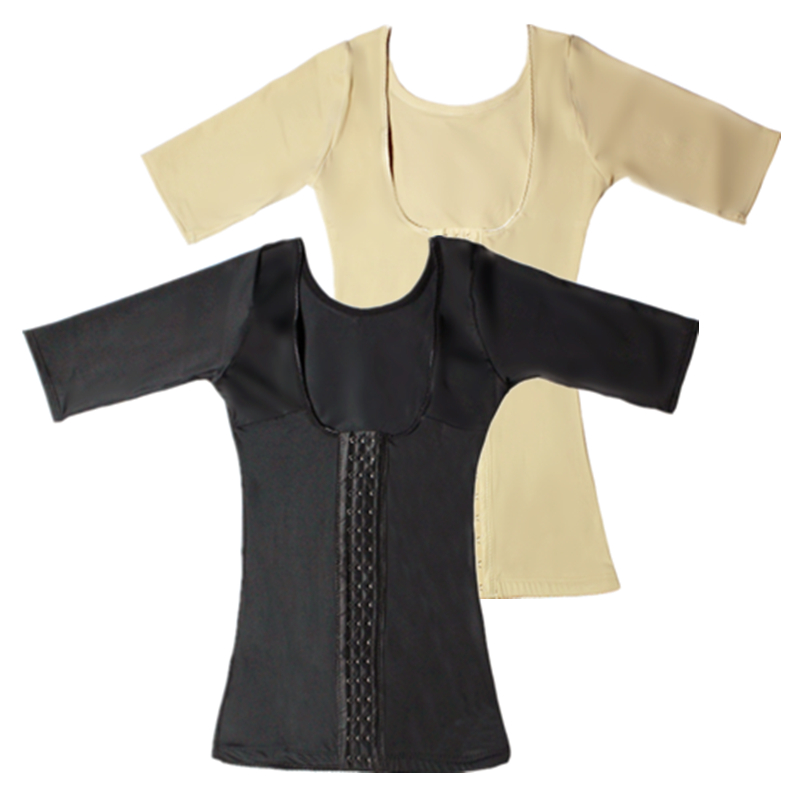 Beauty face short sleeve vest top large size female waist close arm beauty back plastic stomach belly plastic blouse