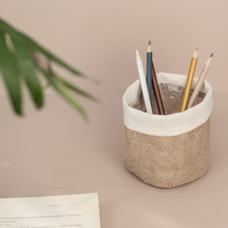 INS explosive Kraft paper simple Japanese pen holder storage box round creative multi-function desktop decoration students
