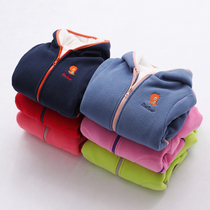 Childrens fleece jacket plus velvet thickened 2021 Spring and autumn mens and womens warm tops fleece quilted jacket baby velvet clothes