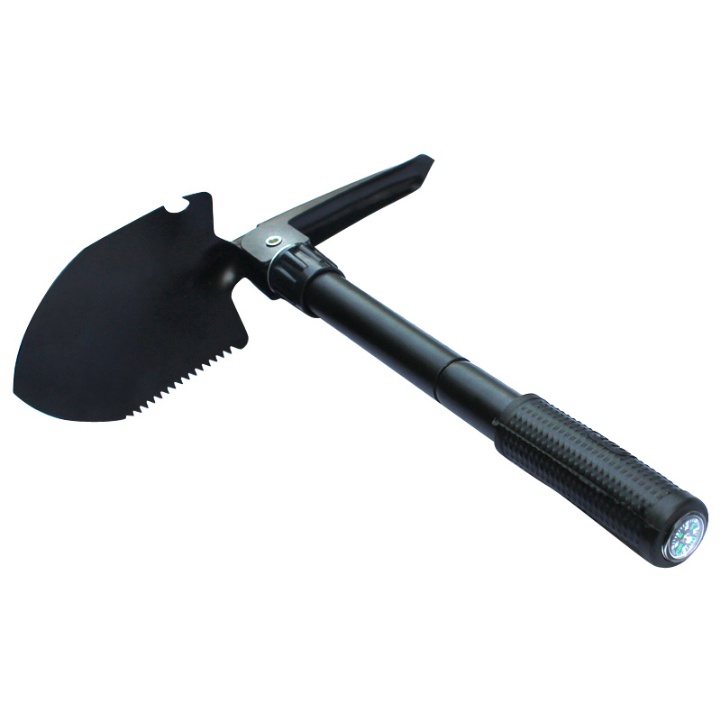 Small Sapper shovel Outdoor Multi-function folding with compass Garden Shovel Field pickaxe Three-in-one tool