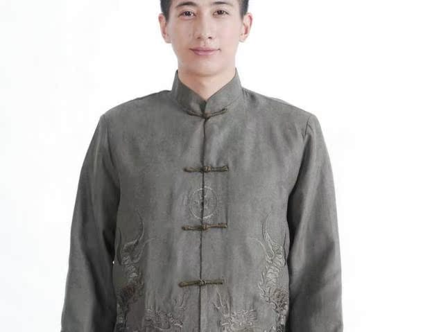 Vàng mới thêu rồng nam Tang phù hợp với áo sơ mi quốc phục phong cách Trung Quốc retro nam áo khoác overalls trang phục quần baggy nam