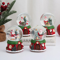 Christmas decorations small gifts Santa Claus crystal ball snow glass ball music glowing cartoon ornaments