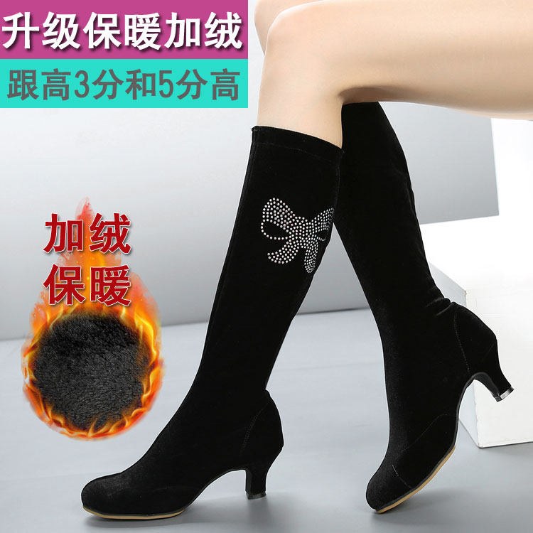 Latin Dancing Shoes Woman in heel Adult Square Dance boots Soft bottom low heel Dancing Shoes Long Drum Dance Boots Autumn Winter
