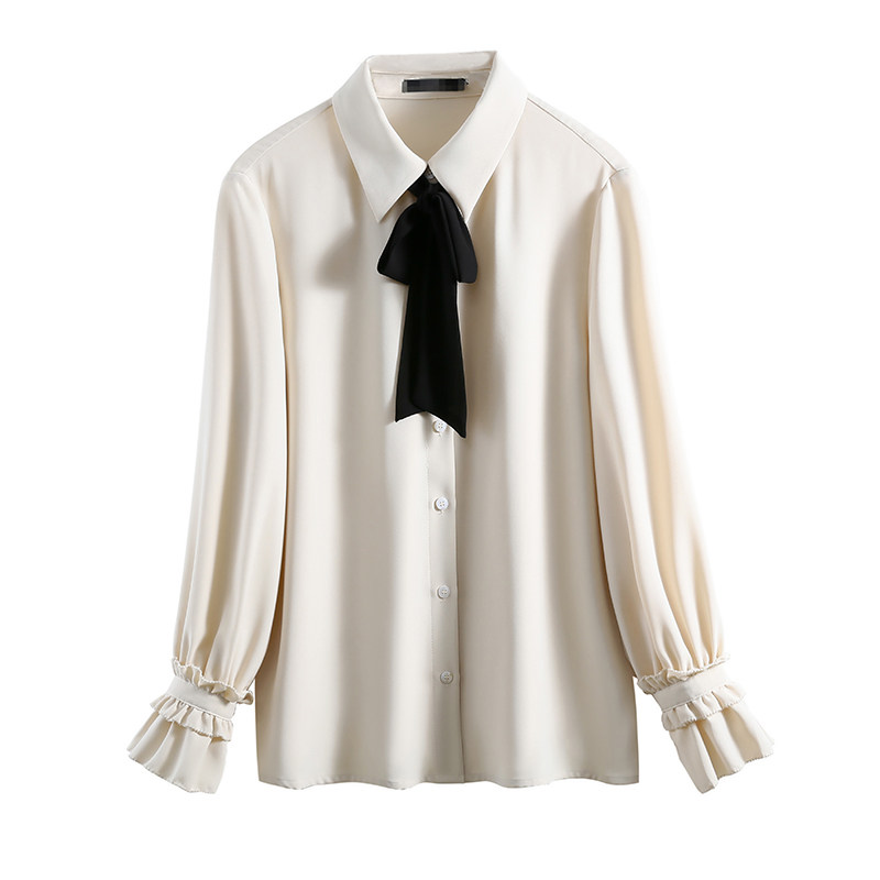 2021 spring new Korean version of loose long sleeve chiffon shirt women ...