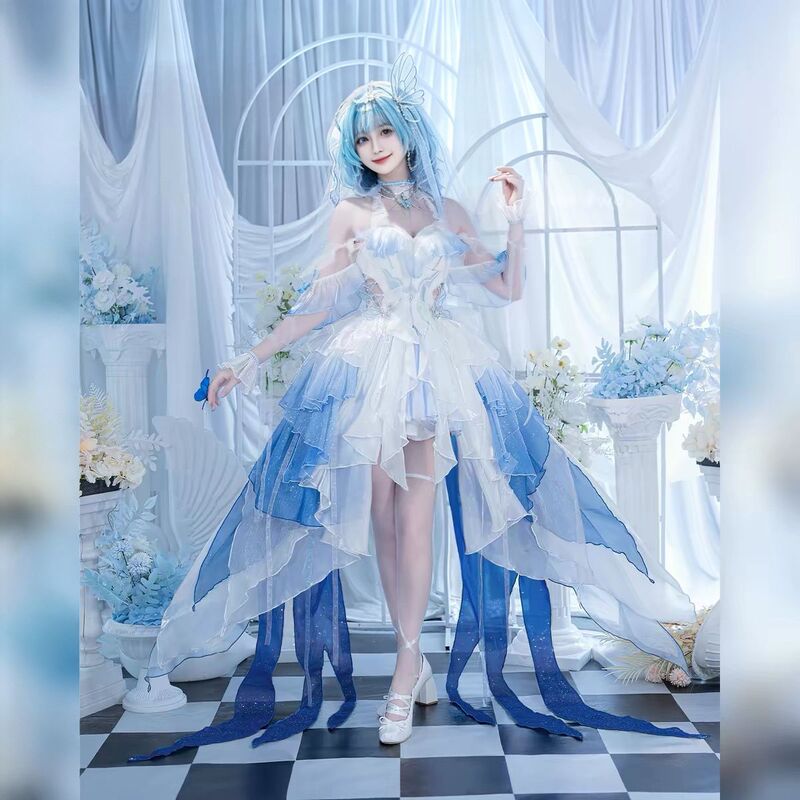 Cosplay Naito, the Coast Guard, Wedding Dress, Moon Tide Star Gauze Cosplay Costume, Wedding Dress C Costume, Two-Dimensional Clothing Set