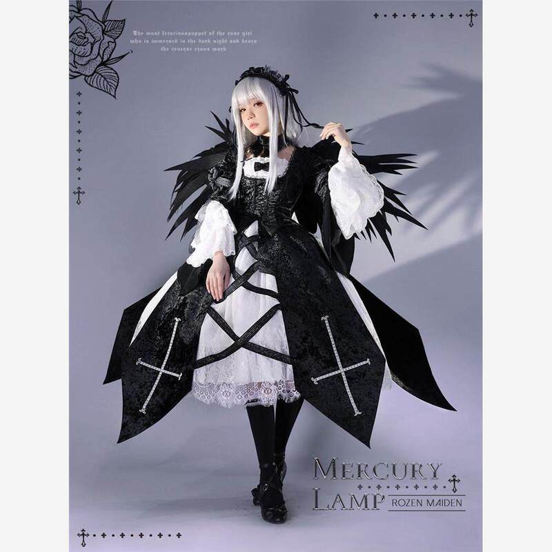 Rosa Maiden Mercury Lamp Dress Gothic Loli Cosplay Costume Women's Printed Long Cosplay Outfit Anime Female