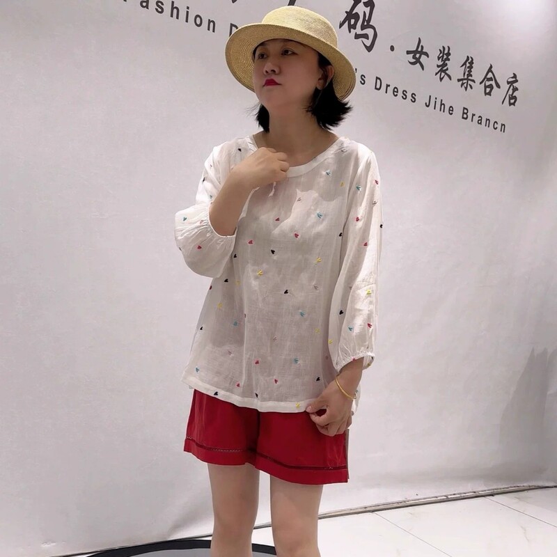 31162 Feminist Noble Summer New European Style Ramie Sunscreen Long Sleeve Shirt Plus Size Women's Slimming Top 31162 Feminist Noble Summer New European Style Ramie Sunscreen Long Sleeve Shirt Plus Size Women's Slimming Top