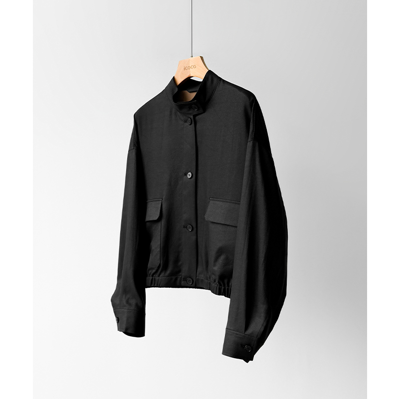 Real Silk Material! Heavy Silk Fragrant Cloud Yarn~ Coarse Twill Double-Sided Heterochromatic Silk Mulberry Silk Stand-Up Collar Jacket Coat Real Silk Material! Heavy Silk Fragrant Cloud Yarn~ Coarse Twill Double-Sided Heterochromatic Silk Mulberry Silk Stand-Up Collar Jacket Coat