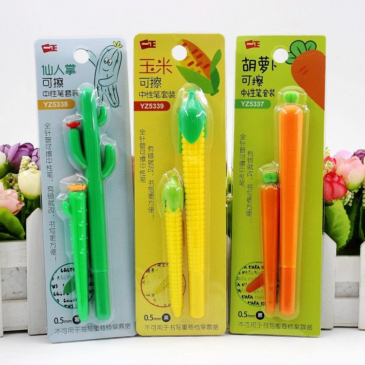 Cartoon cute carpenter Carrot Fruit for sex pen students with carbon water-based pen soft rubber office sign waterborne pen 0 5