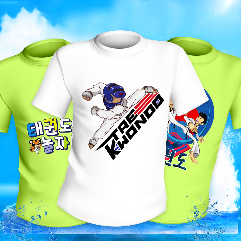 Tianquan taekwondo T-shirt short-sleeved shirt taekwondo clothing Shu cotton T-shirt cotton taekwondo do clothing