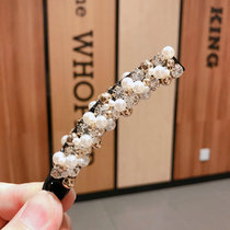 Pearl hairclip ponytail clip Korean Net red banana clip adult clip vertical clip hairpin female rhinestones hair headdress