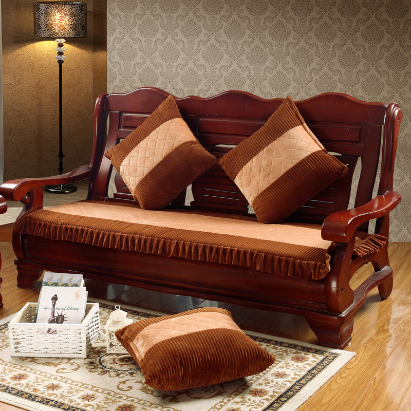 Sofa da cao cấp đệm sofa đệm dày sang trọng chống trượt gỗ rắn ghế dài đệm ba ghế đệm mùa đông đệm bàn ghế gỗ