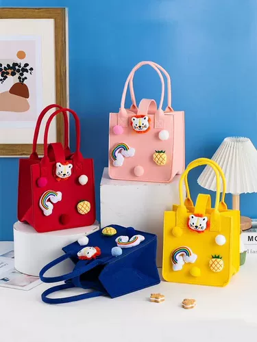 Детская льняная сумка, мультяшная подарочная коробка