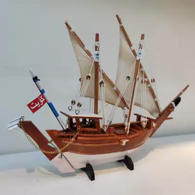 Simulation wooden Kuwaiti sailing boat model ornaments creative living room home smooth craft boat decorations