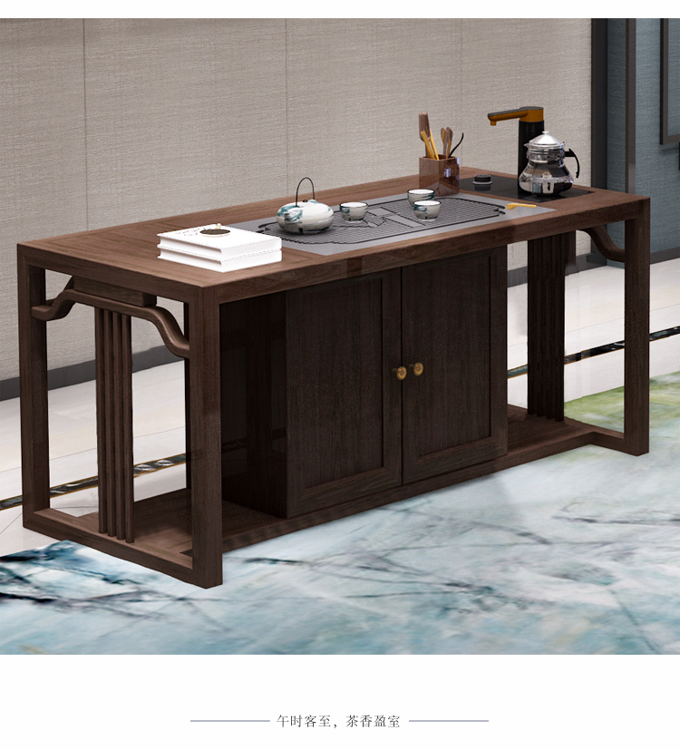 Hình trái tim nổi tiếng mới Trung Quốc bàn trà gỗ rắn khách nhà hàng nội thất gỗ rắn Bàn trà Kung Fu nhập khẩu Nanmu với bếp cảm ứng - Bàn trà bàn uống nước thông minh
