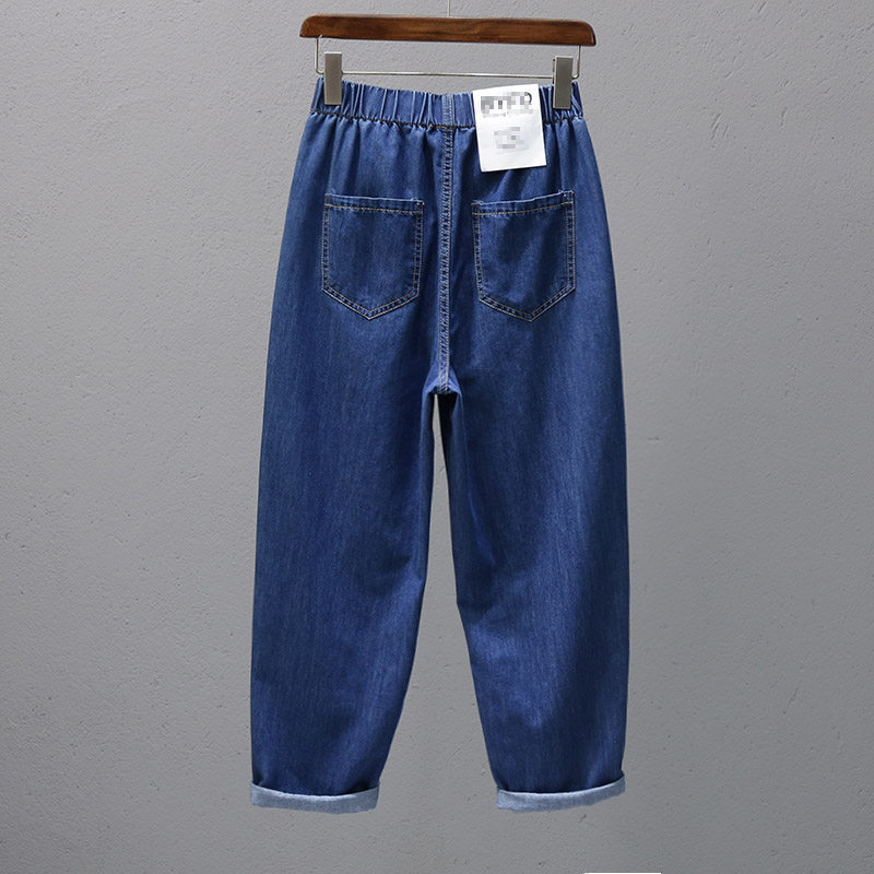 2022 Summer loose and tight skinny jeans for women, European style loose straight-leg pants, trendy and slimming, versatile Harem pants pic 3