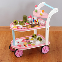 New wooden children Girl House simulation birthday cake baby trolley ice cream cutting educational toy