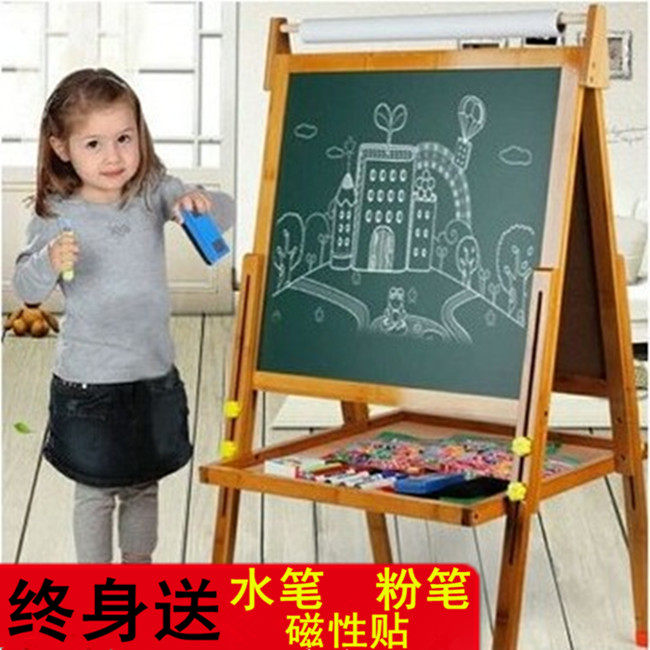 Children's household double-sided lifting foldable baby writing board Drawing small blackboard Bracket type magnetic small drawing board