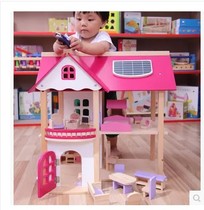 New wooden big house model hut Doll Princess House simulation house set luxury villa toy