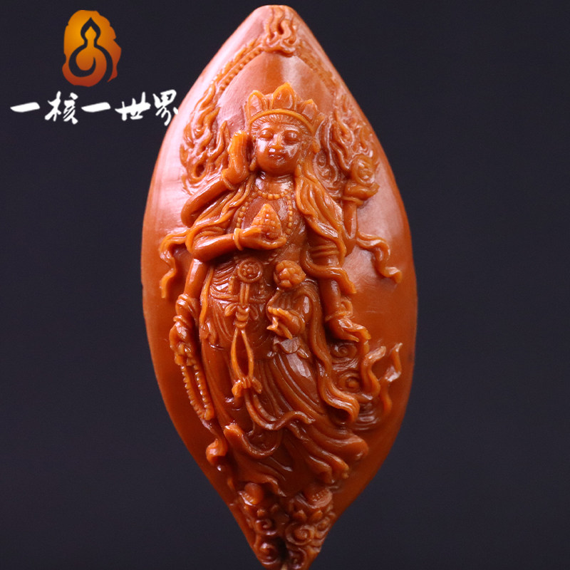 One core one world olive stone carving single seed pure hand-carved green tara