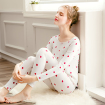 Fanteng new autumn and winter girls thermal underwear women autumn clothes sexy cute cotton slim base shirt set