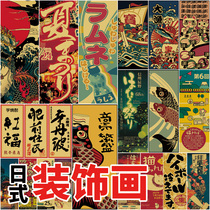 Japanese Izakaya poster decoration painting Japanese style and style sushi restaurant retro Kraft paper wine stickers wall stickers hanging painting