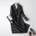 2018 mùa thu và mùa đông mới áo khoác cashmere hai mặt nữ dài phần rộng houndstooth áo len mỏng Slim Áo len lót đôi
