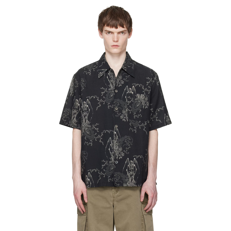 Ol Style 26Ss Paisley Skull Angel Short-Sleeved Shirt Casual Loose 3D Digital Straight Floral Shirt