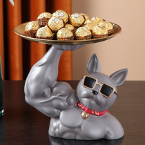 Creative Light Luxury Front Office Candy Tray Living Room Tea Table High-end Snacks Tray Pendulum with cute keys to contain bulldog