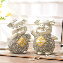  European-style living room home decoration decoration Happy pig TV cabinet decoration Bedroom crafts Wedding gift gifts