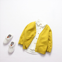 Spring and autumn day series ins and womens children turmeric color knit cardio-hoodie children pure cotton sweater sweatshirt sweatshirt