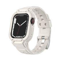 Apply Apple iwatch78 Generation 6SE silica gel integrated strap 345 armored border protection shell anti-fall star light color