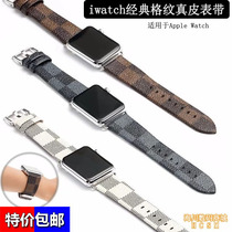 Suitable for Apple Watch 7 generation 6SE leather strap Apple iWatch345 wristband casual check for men and women tide