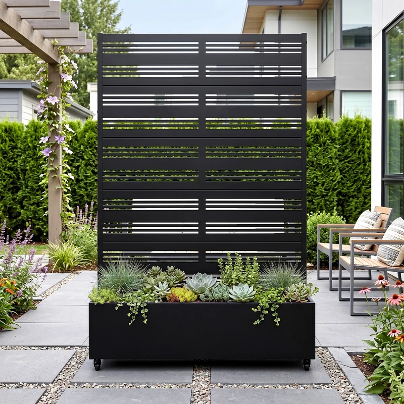 Outdoor Partition Flower Box for Villa Courtyard, Movable Green Plant Flower Trough, Terrace Privacy Screen, Landscape Fence Planting Box Outdoor Partition Flower Box for Villa Courtyard, Movable Green Plant Flower Trough, Terrace Privacy Screen, Landscape Fence Planting Box