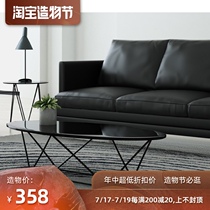 Minimalist Nordic minimalist designer Wrought iron living room sofa Solid wood glass coffee table Marble office oval table