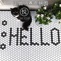 Mosaic puzzle custom-made porch background wall Nordic restaurant ground black and white hexagonal mosaic ins cafe