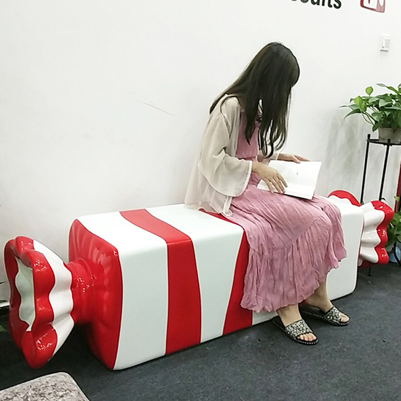 Large glass steel sculpture candy bench fittings park mall leisure seat creative home beauty decoration