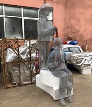 Iron Art Grid Figure Sculpture Metal Hollowed-out Character Pendulum Hotel Square Outdoor Large Landscape Decoration Custom