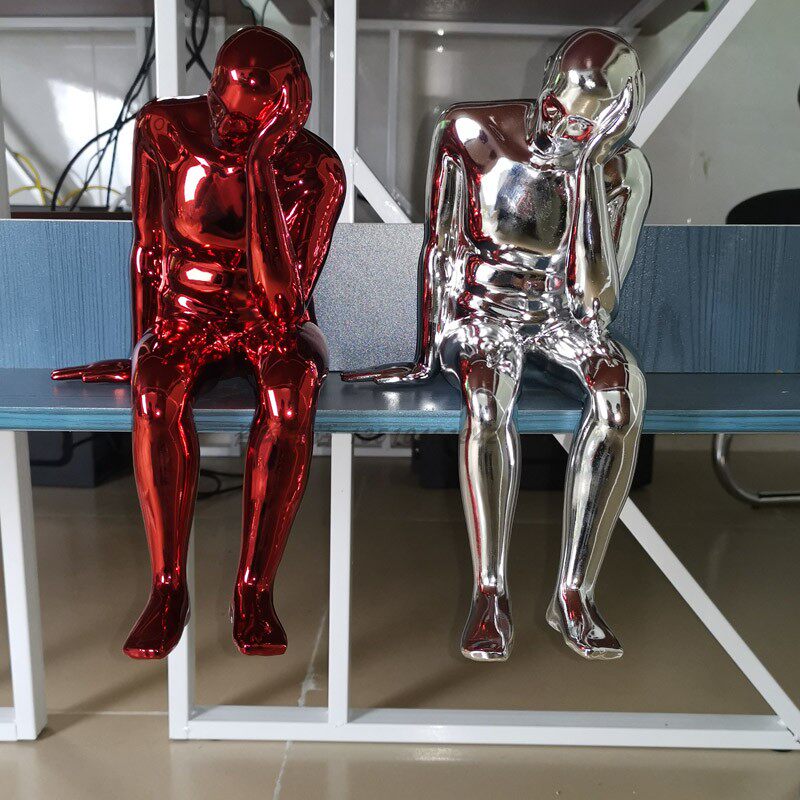 Resin Plating People Think Sculpture Shop Bookcase Like Board Room Cabinet Ornament Mall Beauty Chen Crafts Gift Hem Decoration Swing Decoration