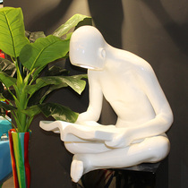 GRP Resin Cafe Café library School Leisure Place Lamp Decorative Creative Abstract Read Book Man Sculpture
