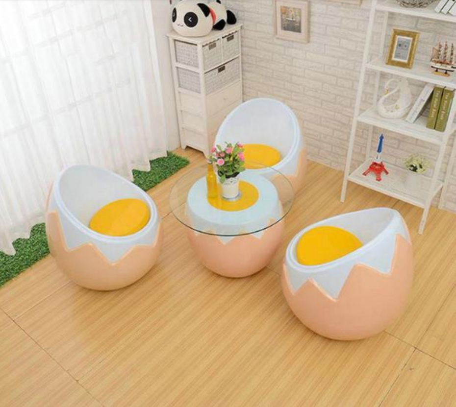 Personality fiber egg shape recreational chair with tea few mall lounge area Hotel negotiatorsSample room display center chair
