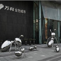 Stainless Steel Sculpture Animal Garden Forest Landscape Abstract Metal Ants Sculptures Urban Park Pans Green Pendulum Fitting