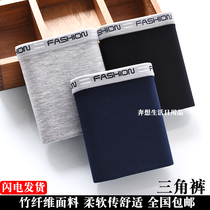 MNK Briefs Mens Triangle Pants Bamboo Fiber Soft Sky Bamboo Shisha Slave Subpants Small Waist Edge Mid Waist Pure Color 32383
