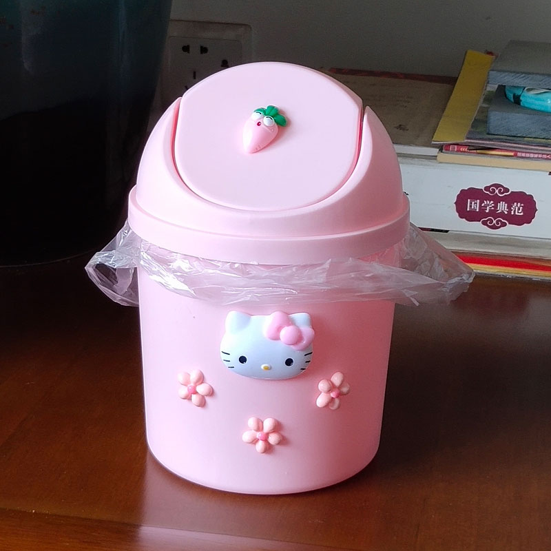Cute cartoon desktop Small Number of garbage bins Office Mini garbage bins Home Covered Trash Cans