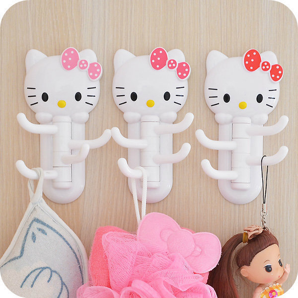 Cartoon strong tape adhesive 3 hooks hook bathroom wall incognito hook pendant Kitchen nail-free door back debris hook