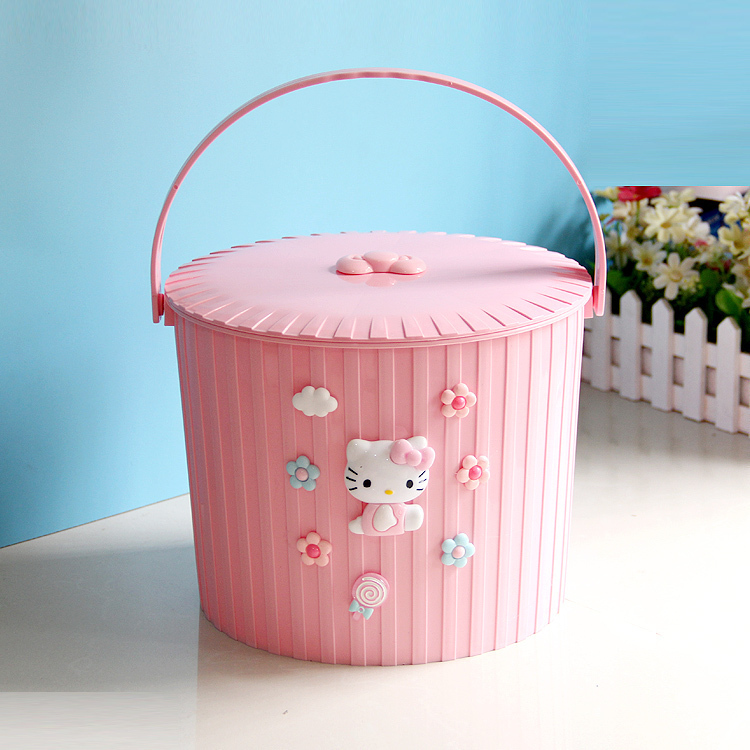 Bucket stool with lid plastic bucket thickened can sit on household water storage fishing portable small bucket children's toy storage bucket