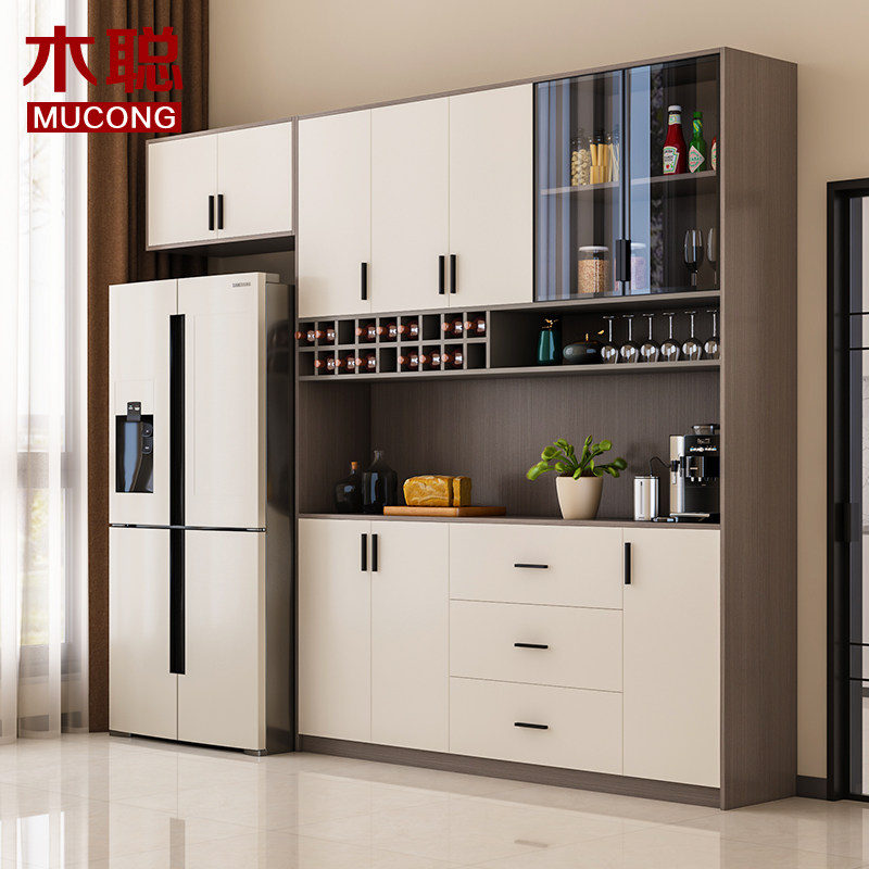 Dining cabinet wine cabinet light and luxurious household integrated kitchen containing cabinet tea water cabinet refrigerator cabinet living-room entrance to the wall solid wood